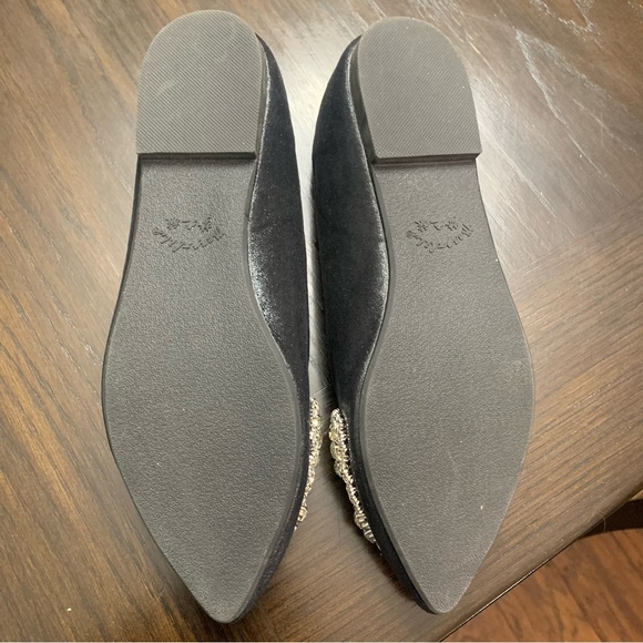 Size 40 (8.5) Black Fancy Slides/ Flats with gorgeous gems! NWOT - Picture 3 of 6